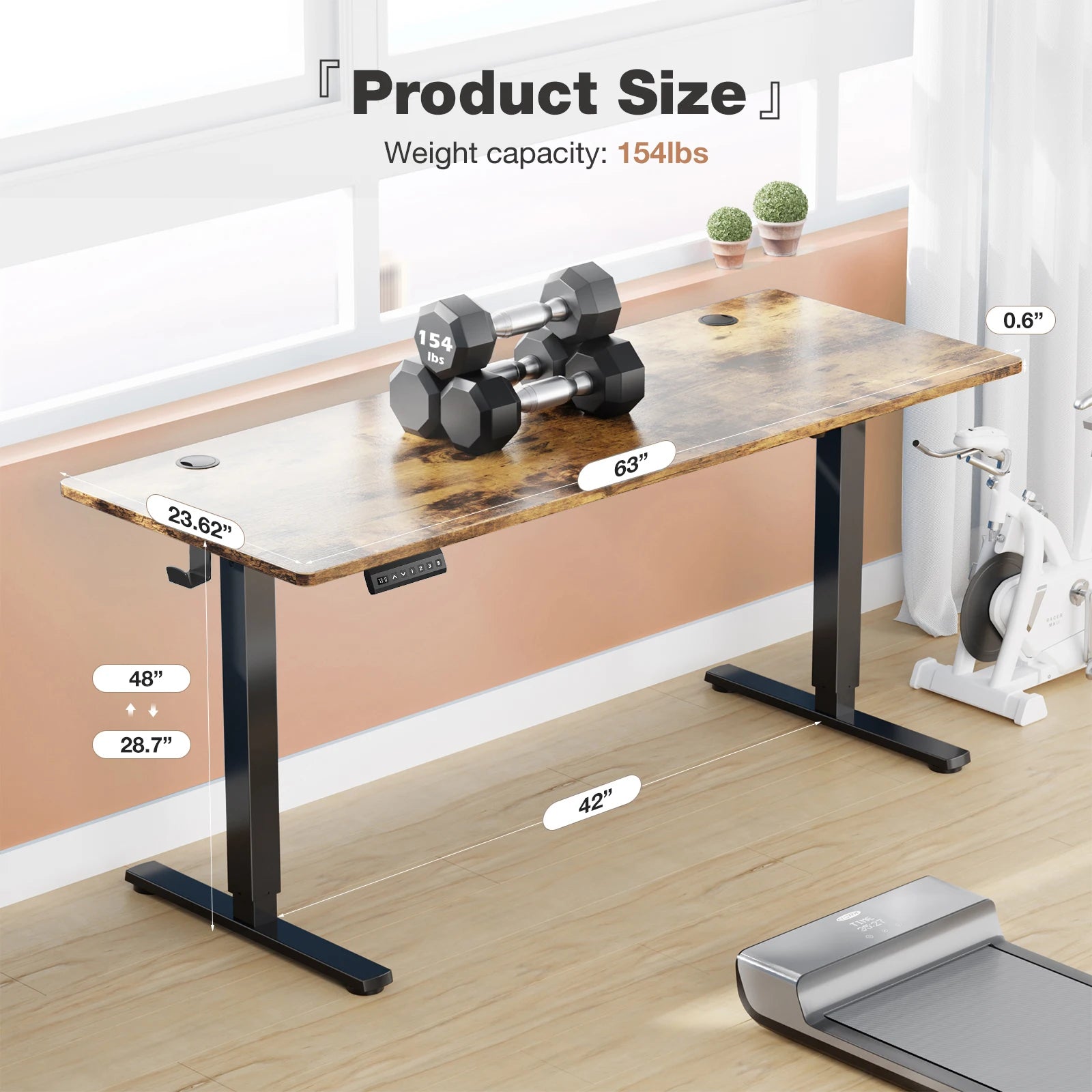 Adjustable 63x24 Inch Stand Up Sit  Work Table